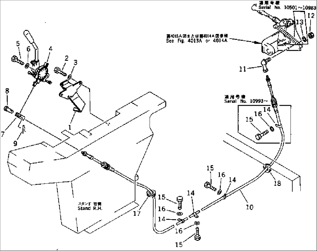 FUEL CONTROL LEVER (FOR LOW CAB) (1/2)(#10964-)