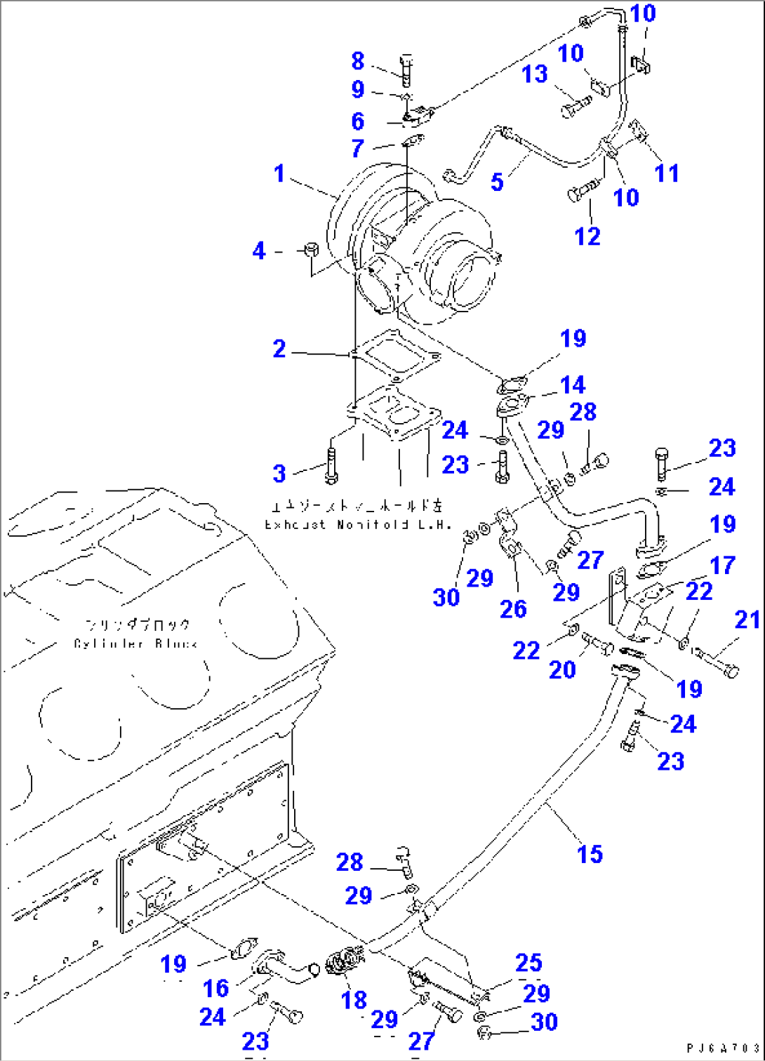 TURBOCHARGER AND OIL PIPING (ENGINE L.H. SIDE)(#10193-10238)