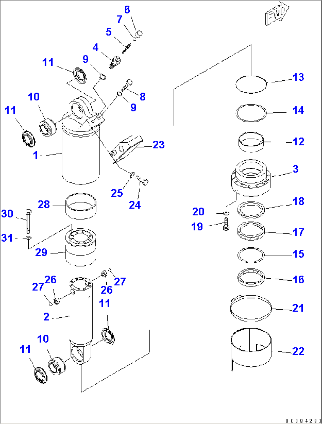 FRONT SUSPENSION CYLINDER (R.H.) (PAYLOAD METER)(#2001-)