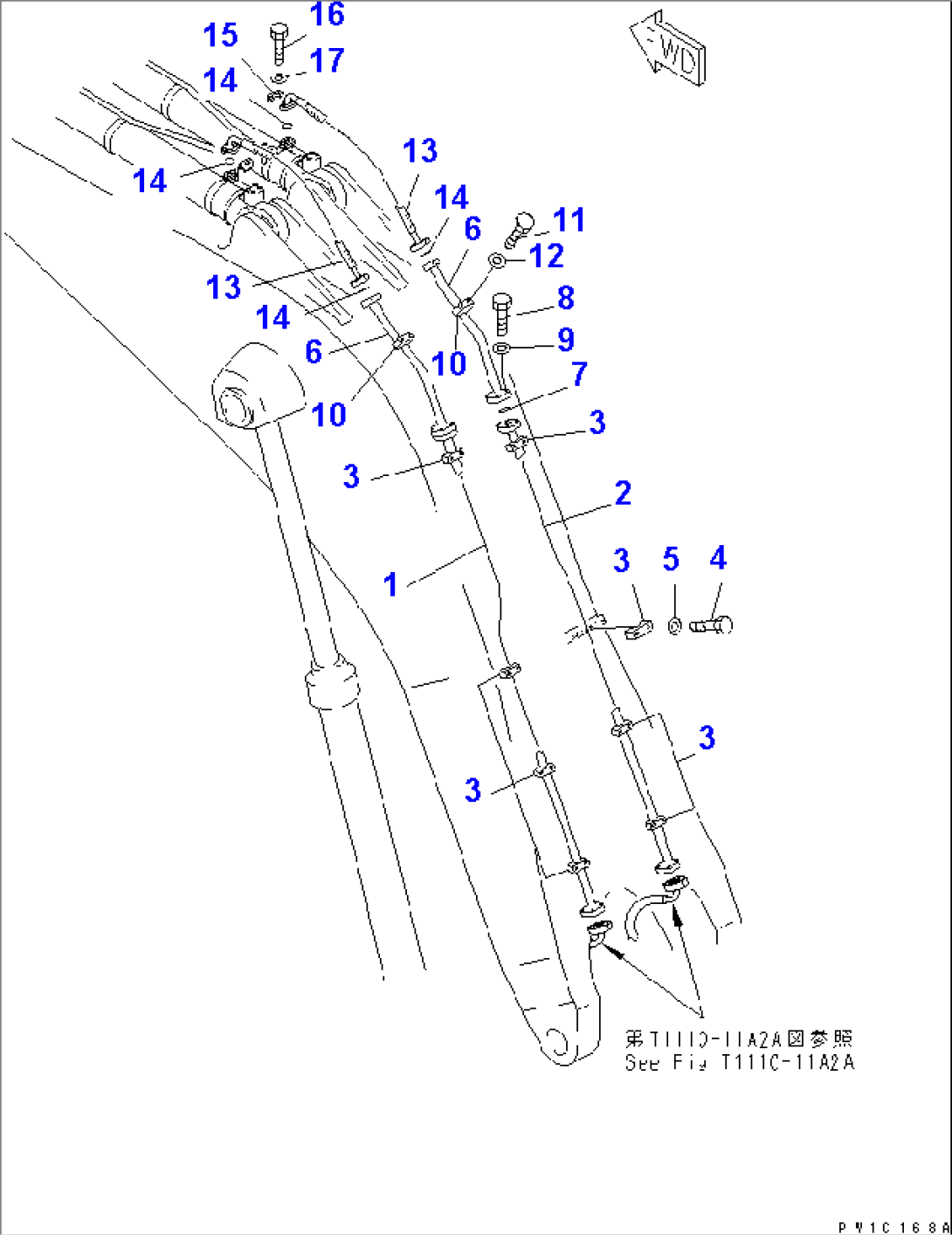 BOOM (ARM CYLINDER LINES) (1/2)(#11002-)