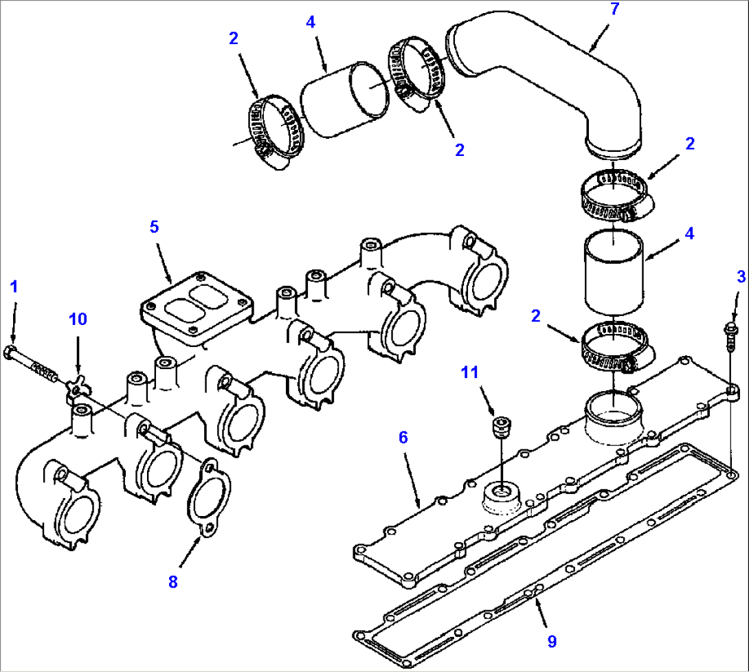 TURBOCHARGER LOCATION EXHAUST MANIFOLD AND INTAKE MANIFOLD COVER