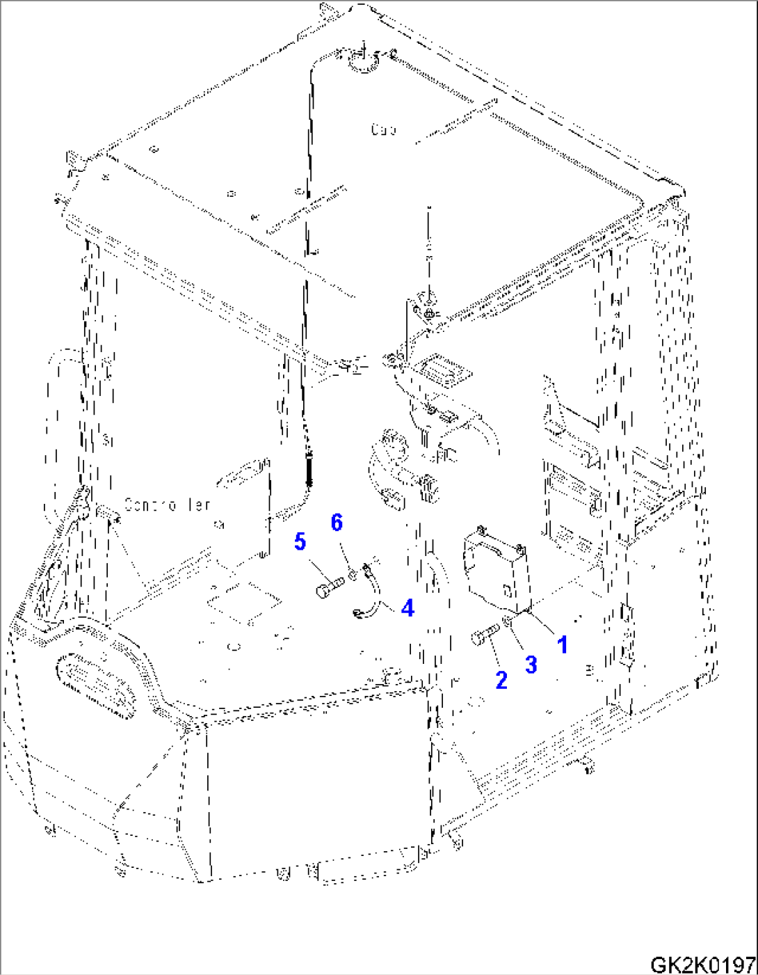 ROPS CAB AND FLOOR FRAME GROUP (HYDROSTATIC TRANSMISSION CONTROLLER) (EARTH CABLE)