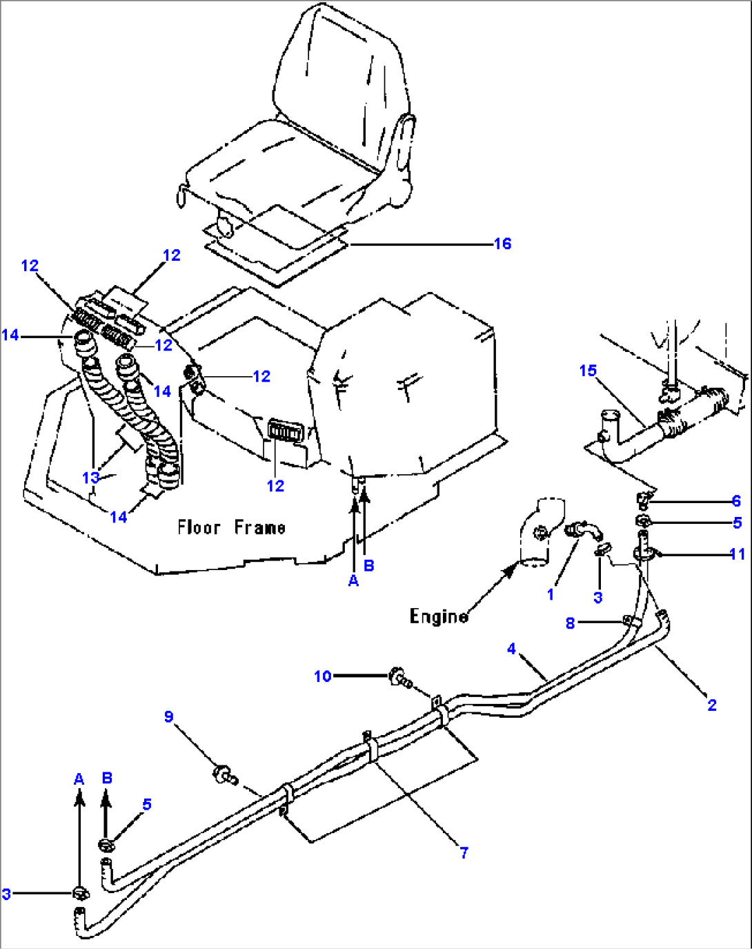 HEATER AND DEFROSTER PIPING ENGINE TO HEATER CORE