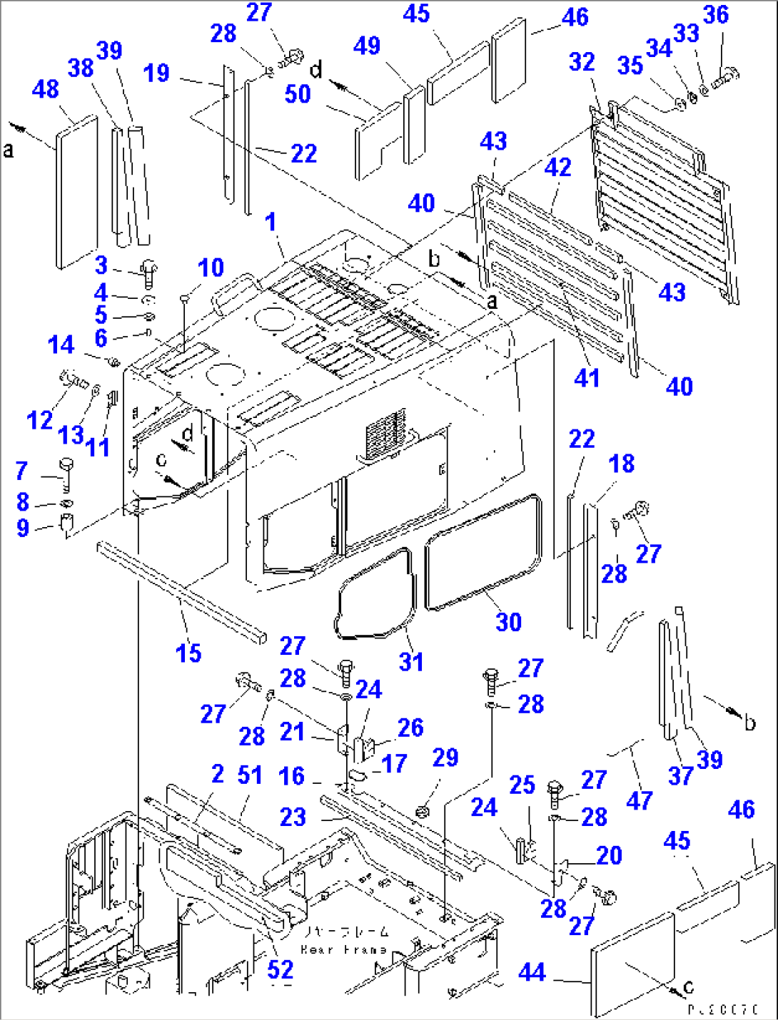 RADIATOR GUARD AND HOOD (ENGINE HOOD)(#52001-)