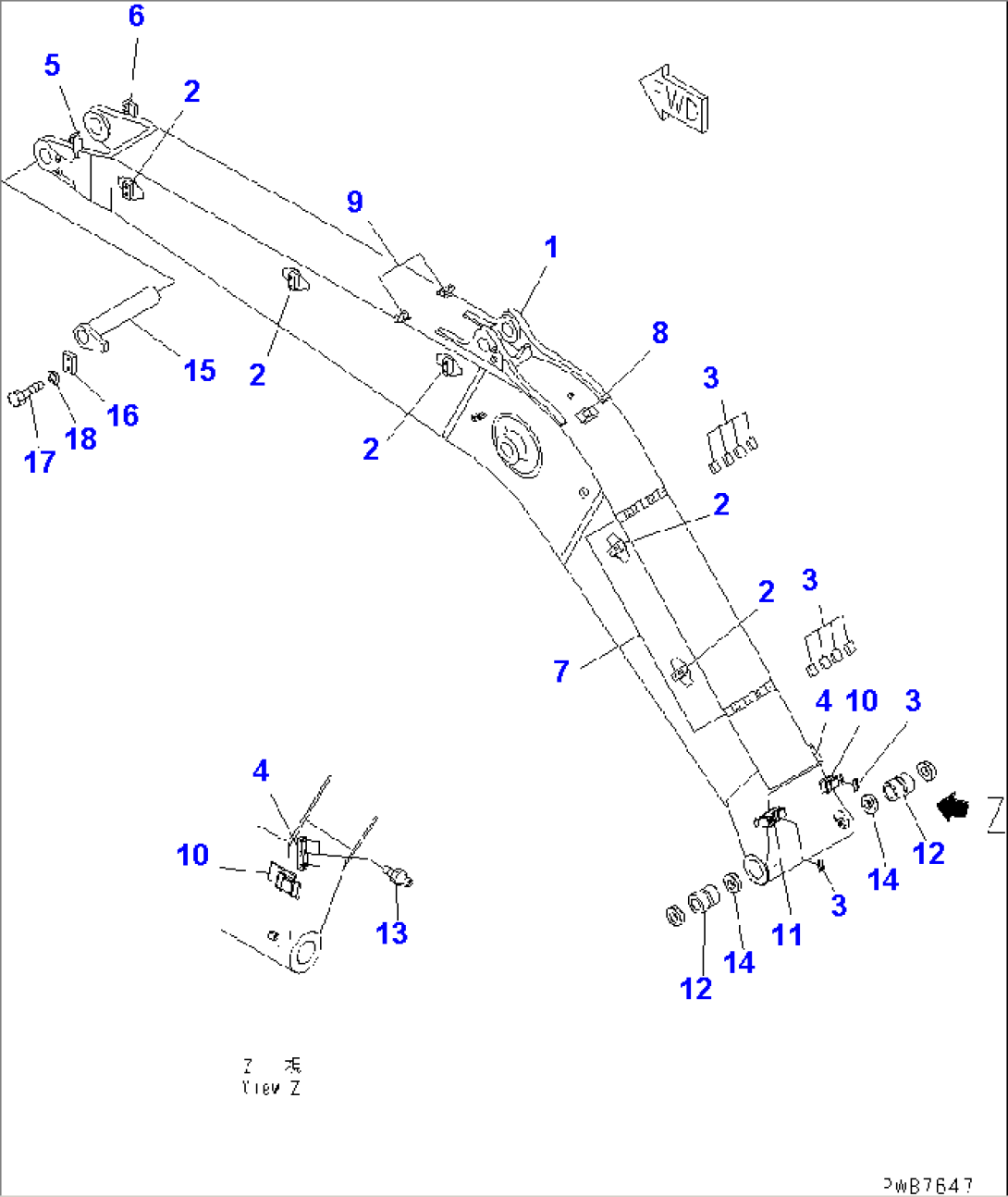BOOM (HEAVY DUTY) (BOOM AND TOP PIN) (FOR ADDITIONAL PIPING)(#33001-)