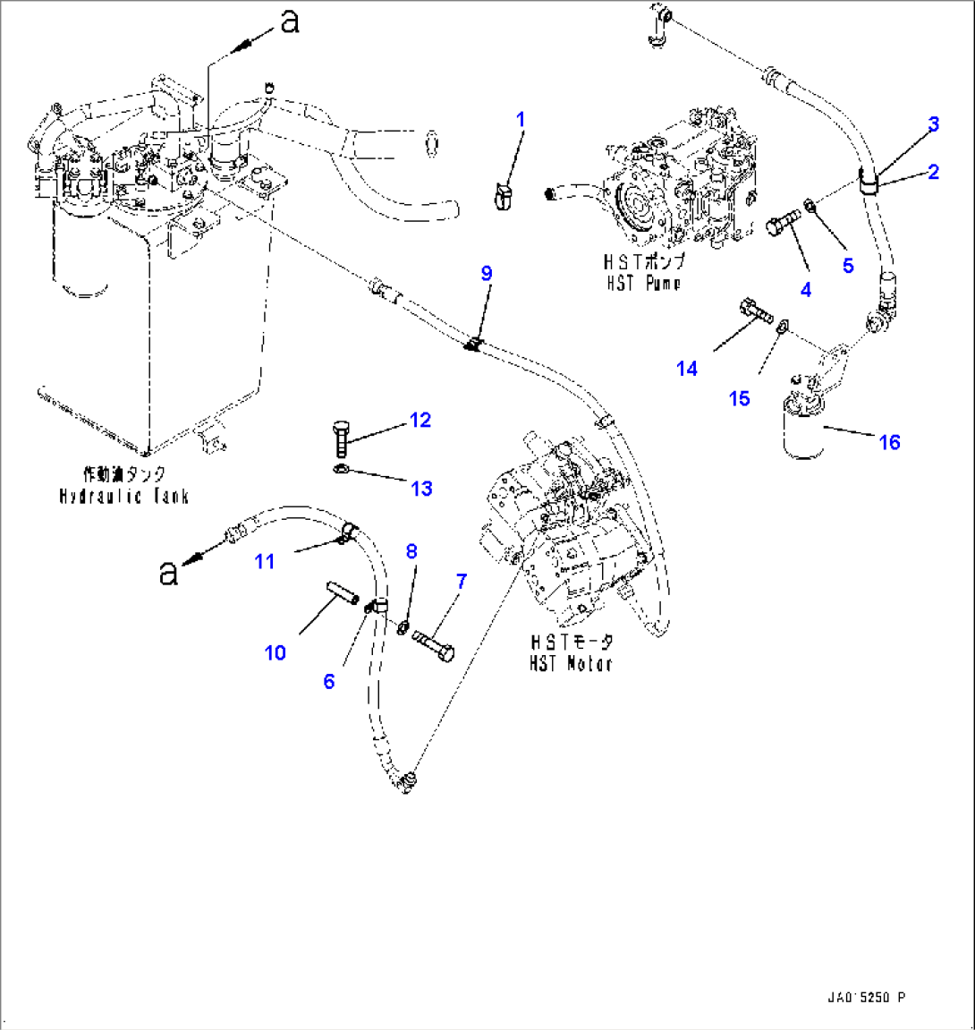 Hydrostatic Transmission (HST) Oil Piping, Piping Mounting (#80001-)
