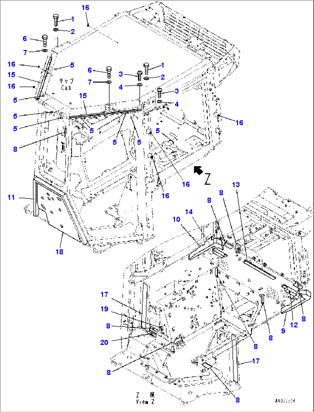 Cab, Plug and Outside Seal (#95001-)
