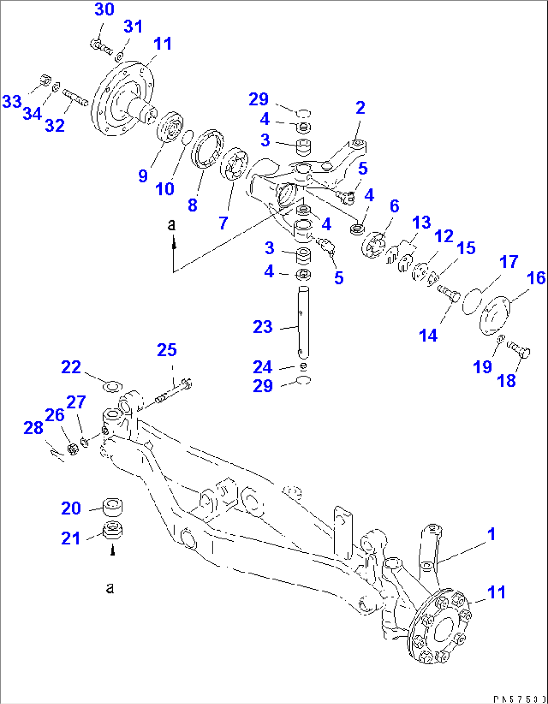 FRONT AXLE (KING PIN AND HUB)