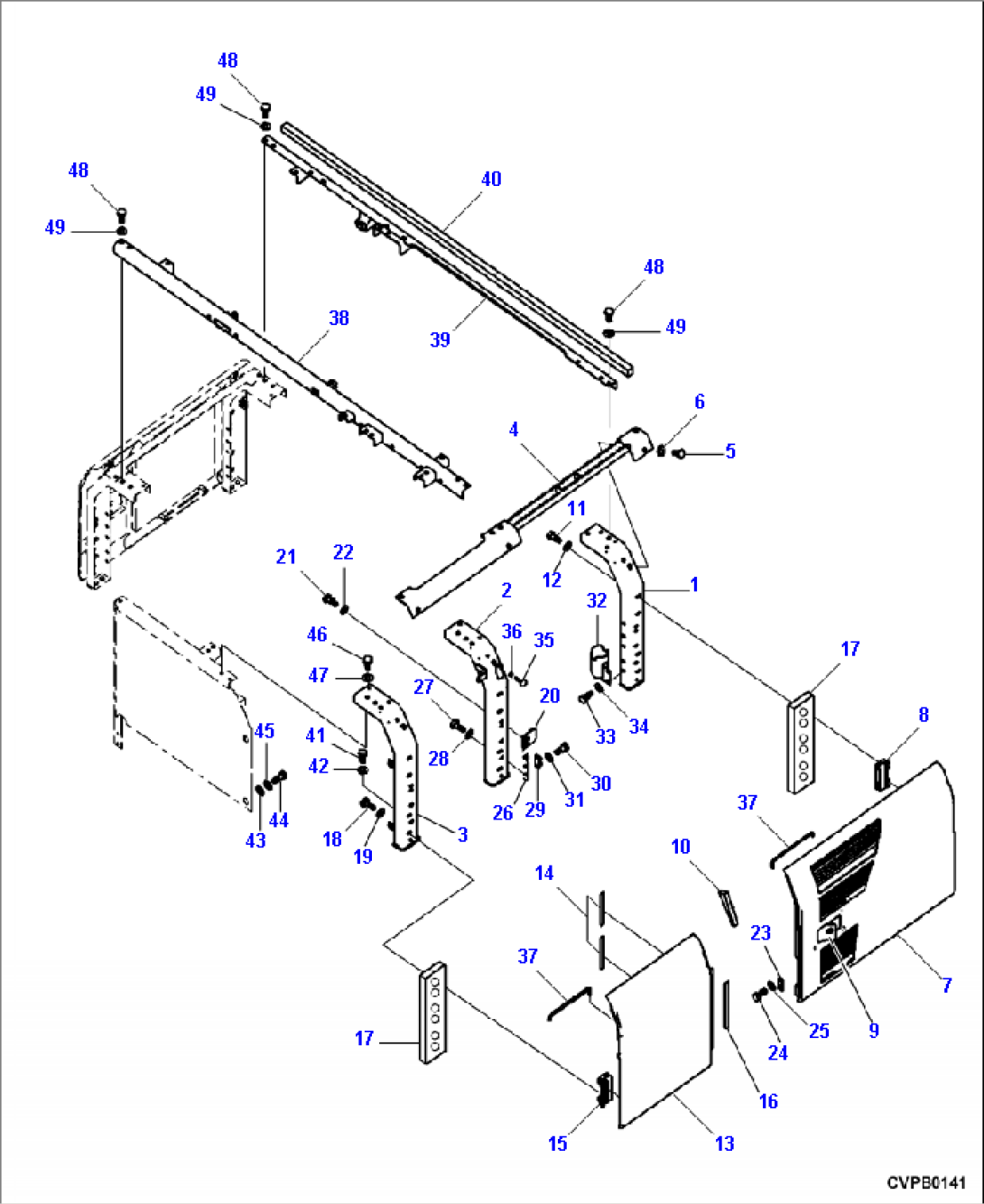 M1130-01A0 FRAME MACHINE CAB - LEFT SIDE DOOR