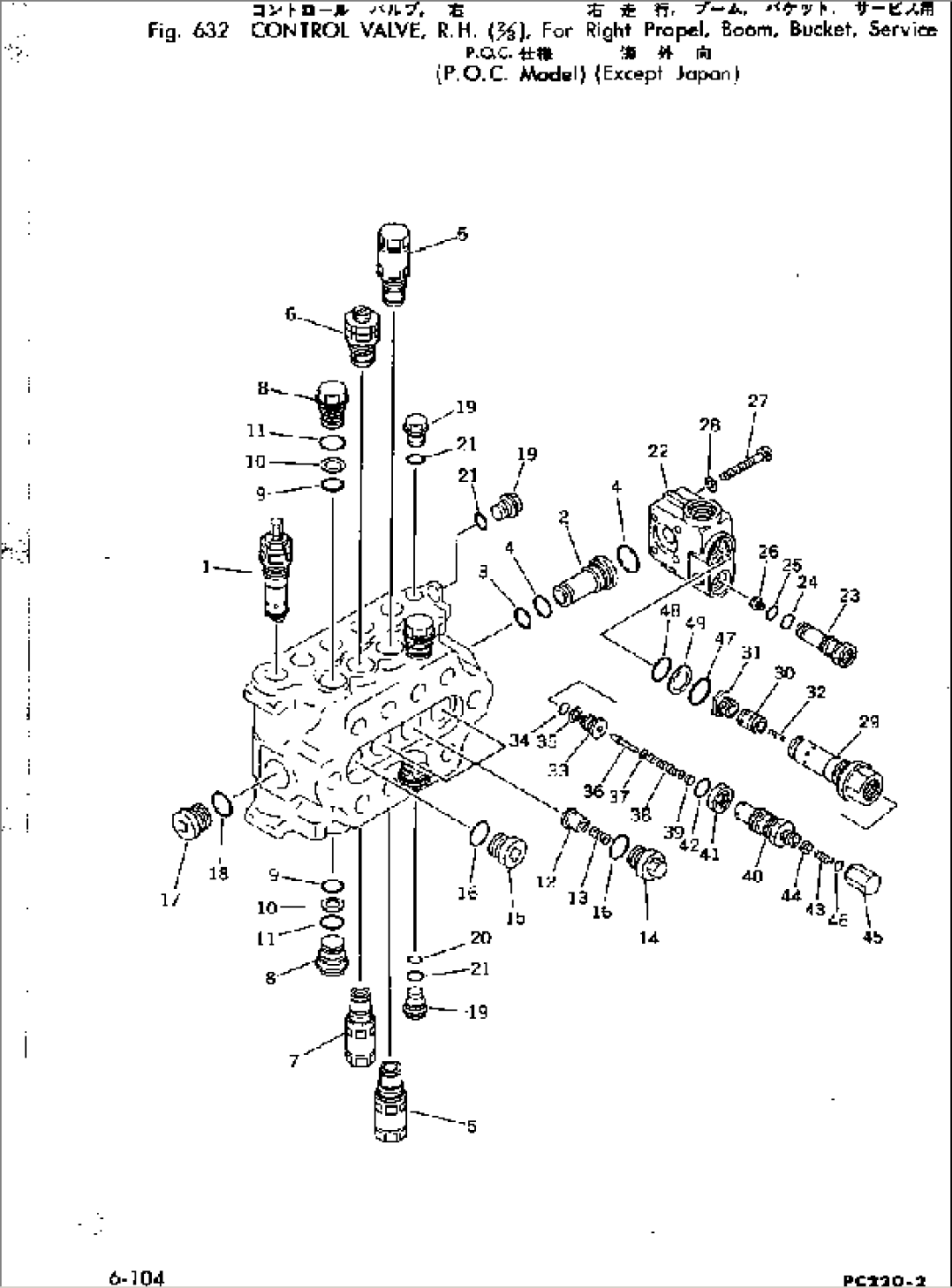 CONTROL VALVE¤R.H.(2/3)FOR RIGHT TRAVEL¤BOOM¤BUCKET¤SERVICE((#11001-11612)