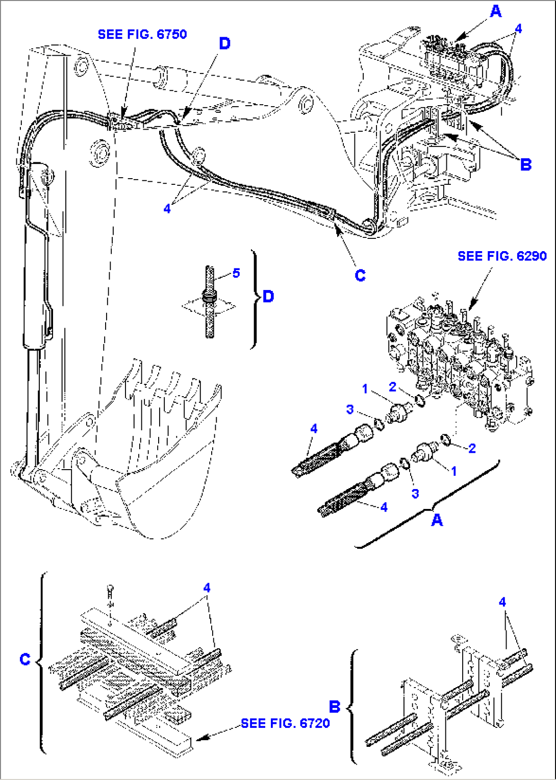 HYDRAULIC PIPING (BUCKET CYLINDER LINE) (1/2)