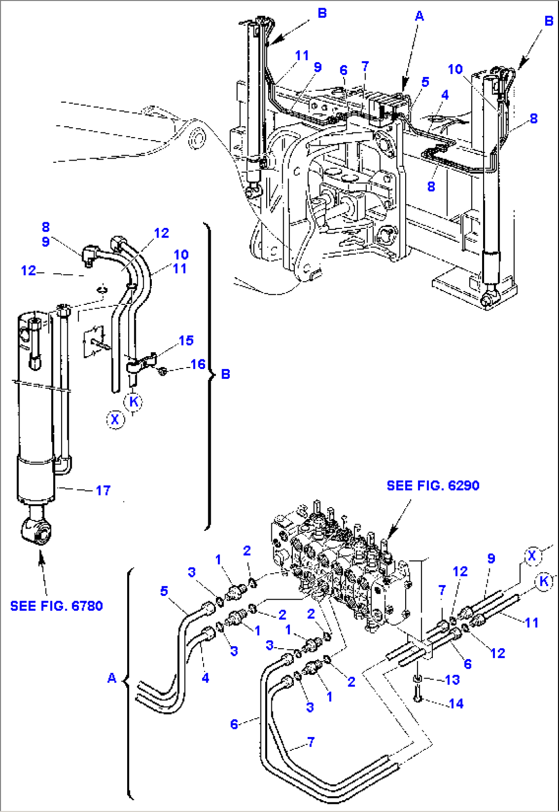 HYDRAULIC PIPING (VERTICAL OUTRIGGER CYLINDER LINE)