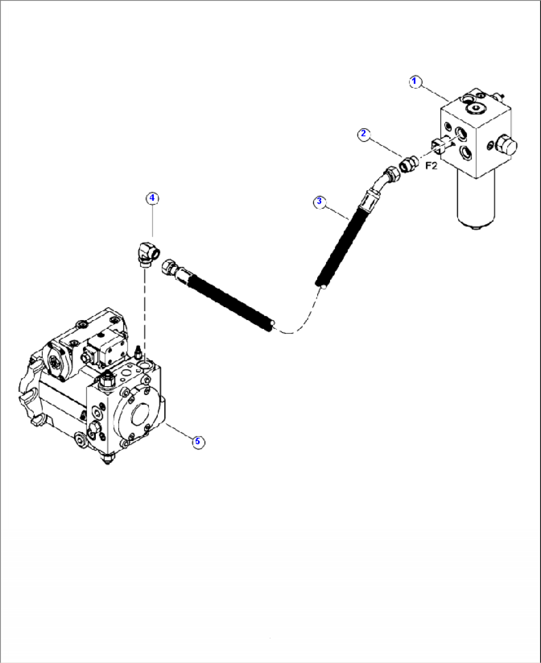 H0257-01A0 TRACK DRIVE CHARGE FILTER TO L.H. TRACK DRIVE PUMP LINES