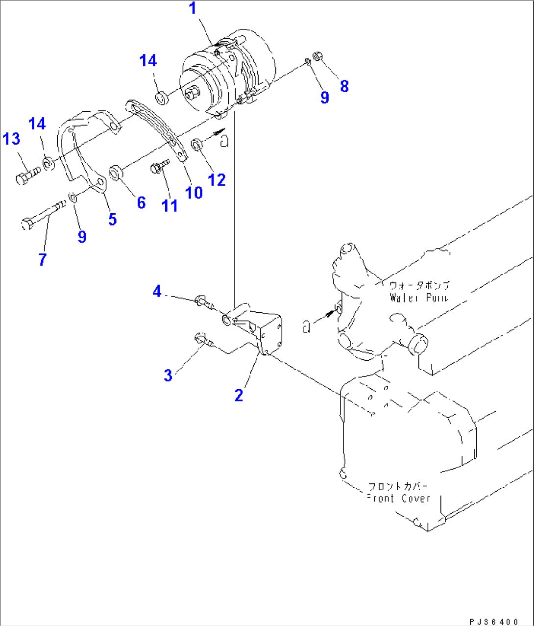 ALTERNATOR AND MOUNTING (25A) (WITH COVER TYPE) (EXCEPT JAPAN)(#59654-)