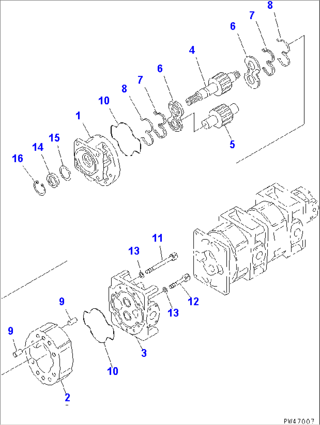 HYDRAULIC PUMP (1/4) (WORK EQUIPMENT 1/2)(#50001-52000)