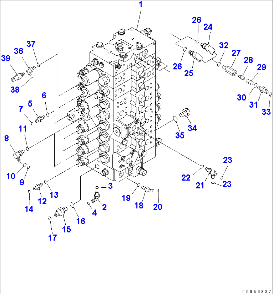 MAIN VALVE (CONNECTING PARTS) (1/2) (1 ACTUATOR) (BLADE SPEC.)