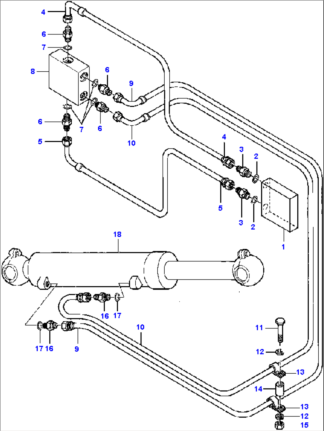 DRAWBAR SIDE SHIFT ACTUATOR LINES R.H. BIASED BLADE SUSPENSION