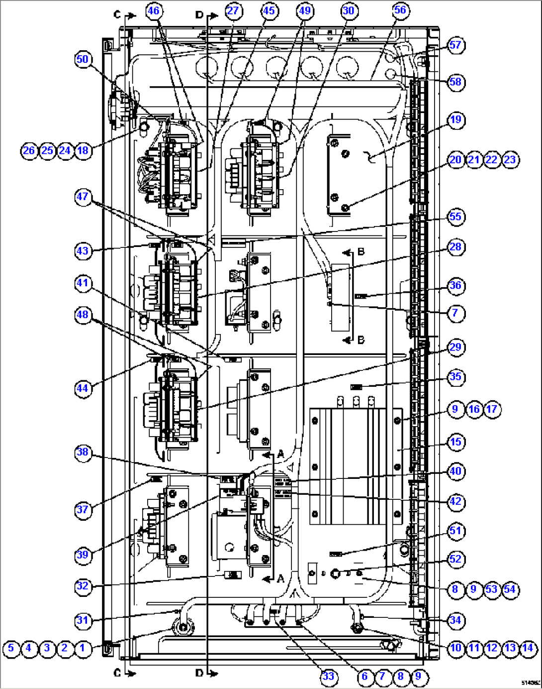 AUXILIARY CONTROL CABINET COMPONENTS - LH WALL 1/2