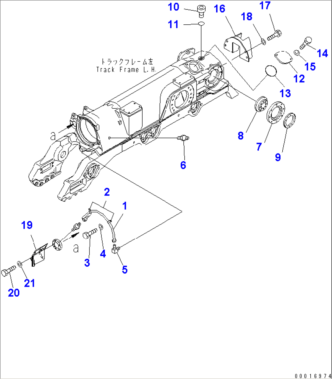 TRACK FRAME (REAR COVER AND GREASE TUBE) (FOR DUAL TILT PITCH DOZER) (L.H.)(#30001-)