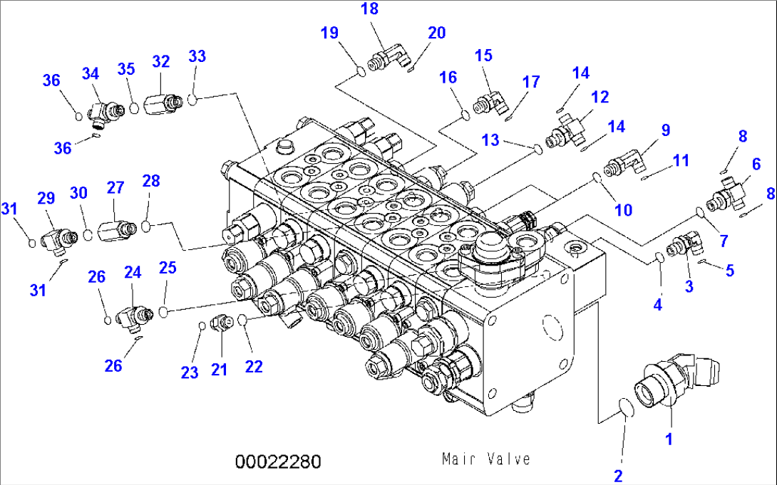 MAIN VALVE (8-SPOOL/ONE-PIECE BOOM) - CONNECTING PARTS (2/4)