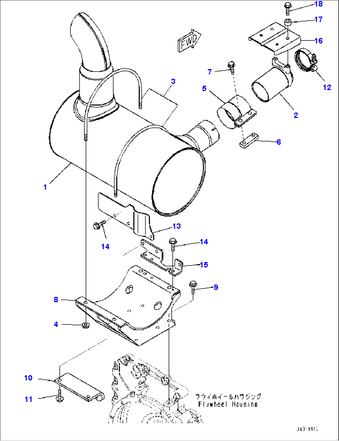 Exhaust Muffler and Mounting Bracket