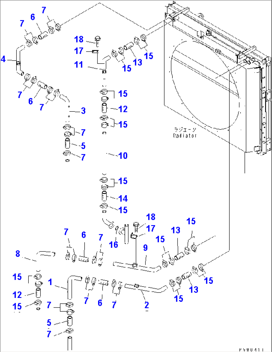 COOLING LINE (RADIATOR PIPING¤ 1/3)