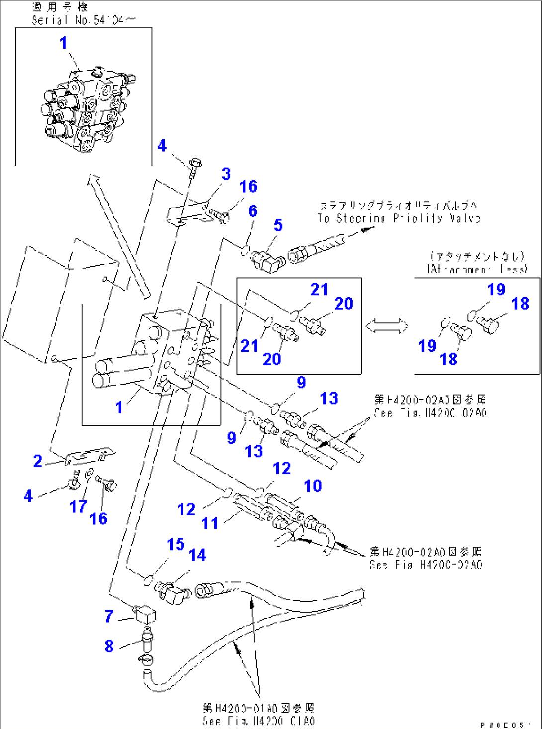 HYDRAULIC MAIN VALVE (3-SPOOL VALVE AND PIPING)