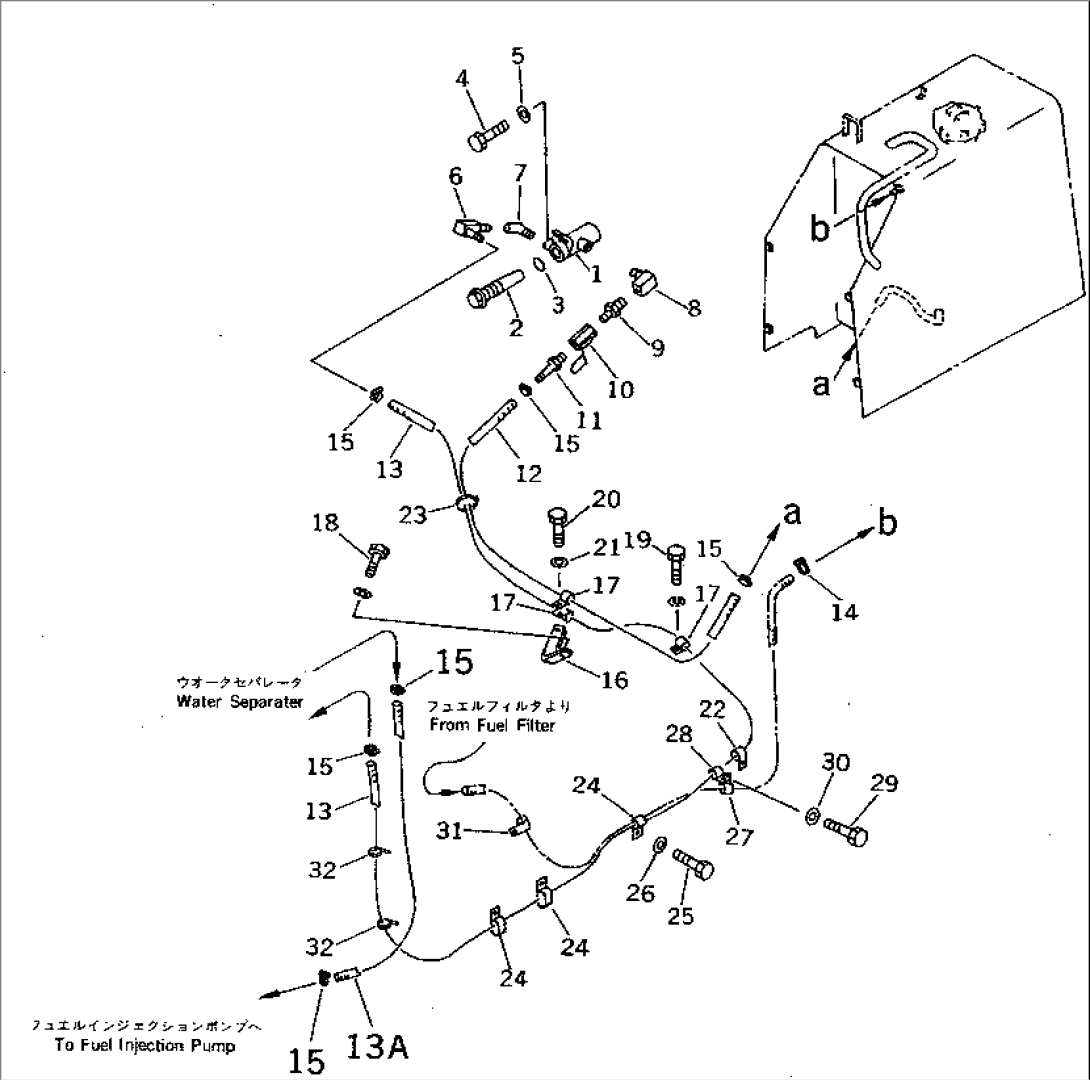 FUEL PIPING (WITH WATER SEPARATOR AND ADDITIONAL STRAINER)(#45001-47616)
