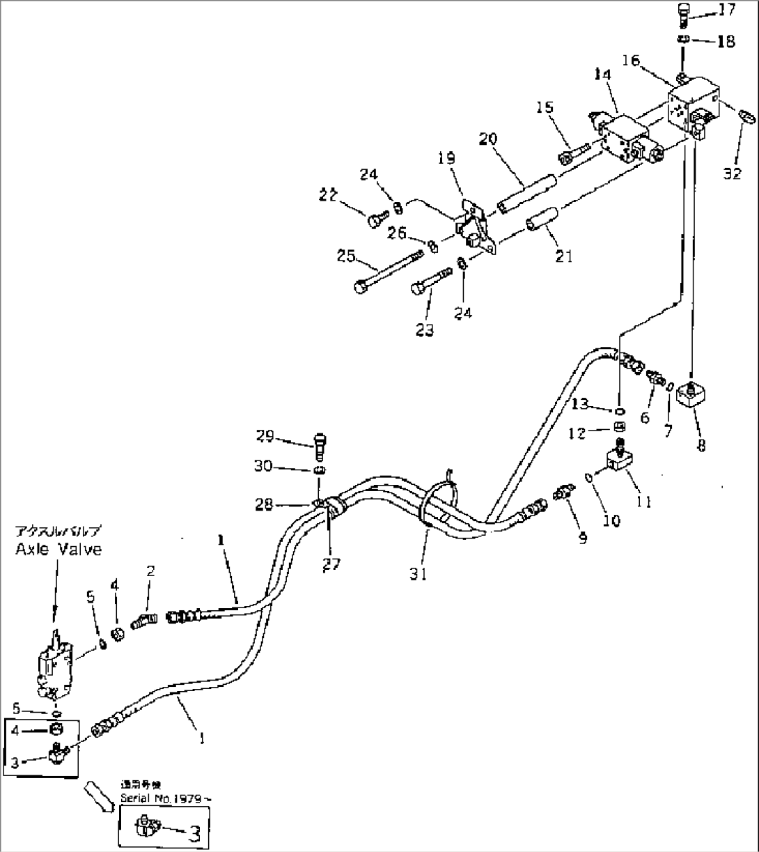 HYDRAULIC PIPING (FOR TRAVEL) (PEDAL TO/FROM SOLENOID VALVE) (WITHOUT OLSS)(#1890-)