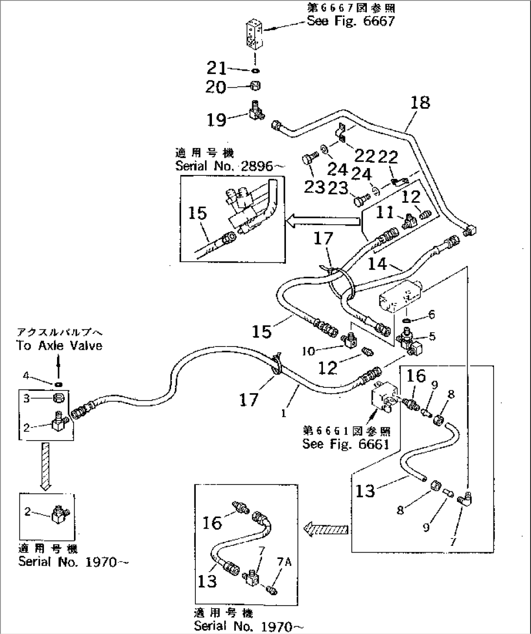 HYDRAULIC PIPING (FOR TRAVEL) (PEDAL TO/FROM SERVO VALVE) (WITH OLSS)(#1601-3151)