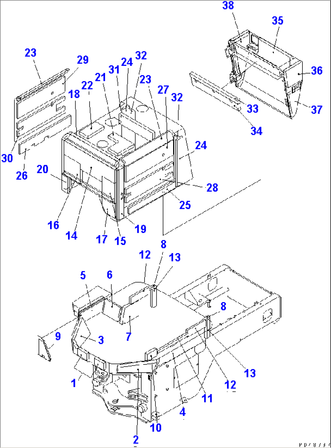 NOISE ABATEMENT PARTS (1/2) (FOR FLOOR FRAME AND ENGINE HOOD) (SUPER SILENT SPEC.)(#60001-)