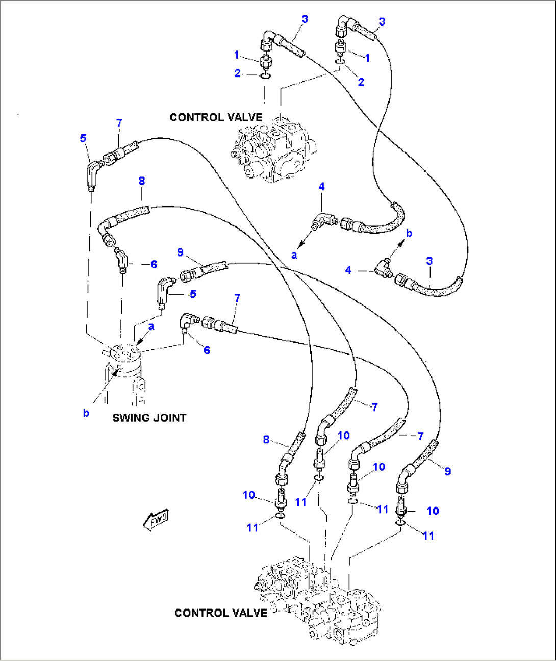 HYDRAULIC PIPING (TRAVEL AND BLADE LINE)