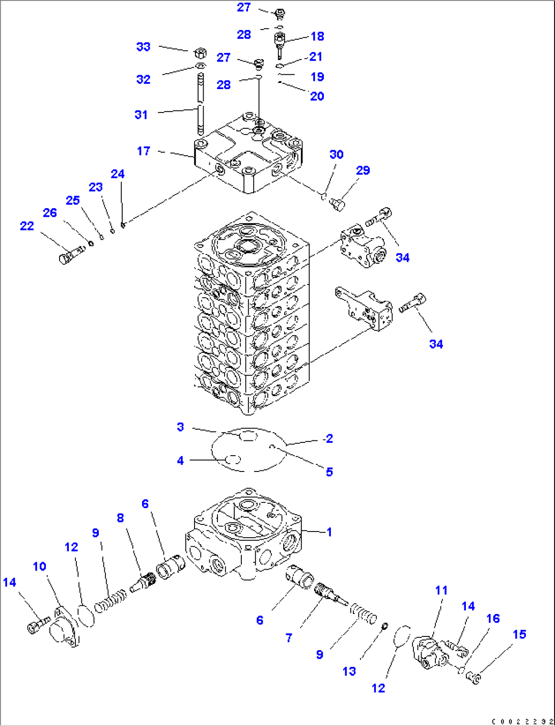 MAIN VALVE (7-SPOOL) (5/9) (FOR ONE-PIECE BOOM)