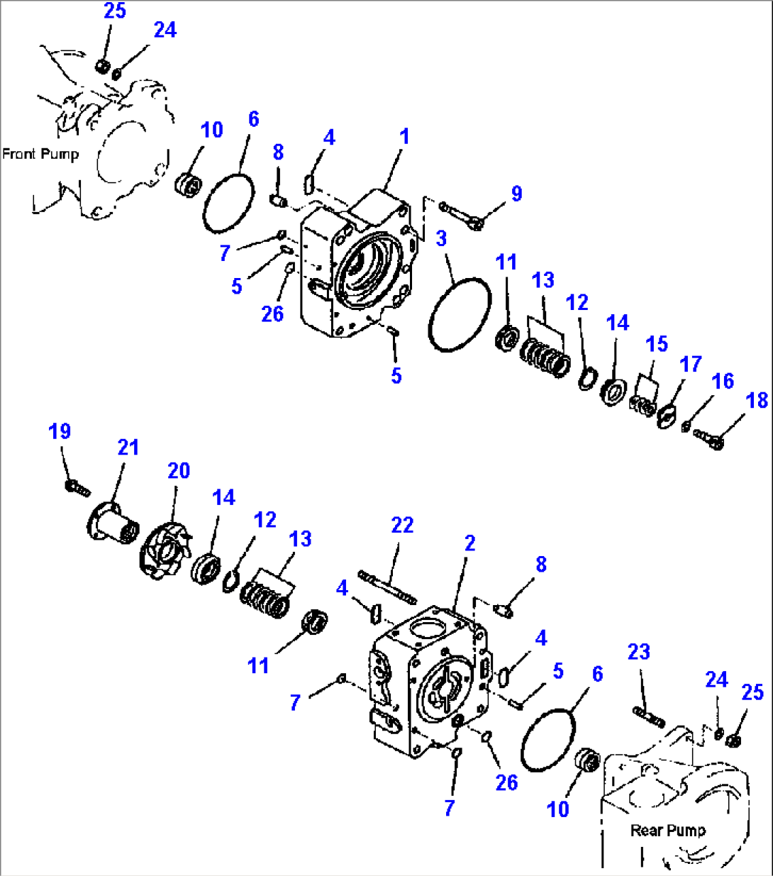H1602-03A0 SWITCH PUMP FRONT AND REAR CAPS (S/N A50001-A50022 )