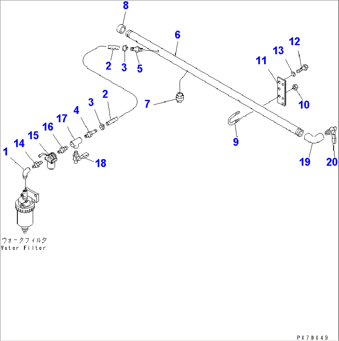 WATER SPRAY PIPING (3/3) (WATER STRAINER TO REAR NOZZLE)(#5301-)