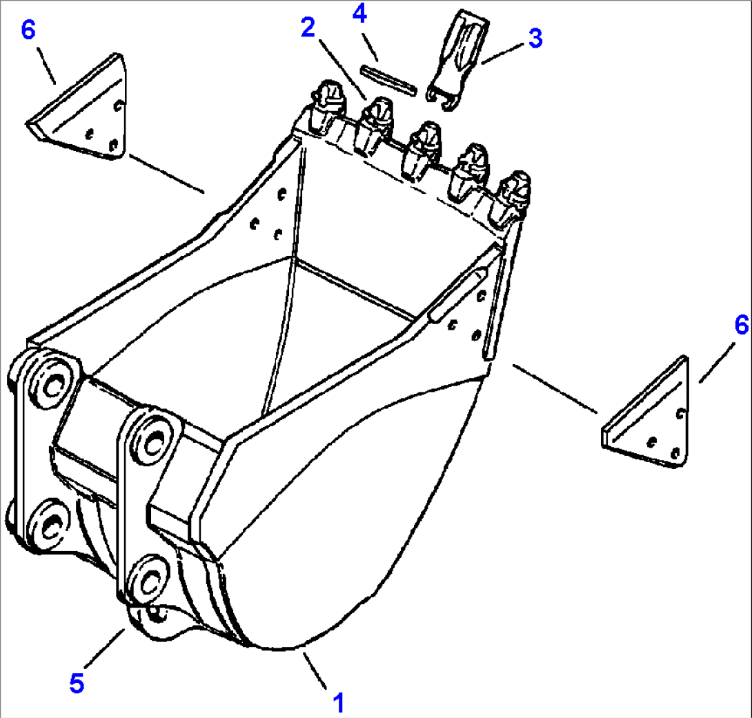 FIG NO. T1510-02A5A BUCKET WITH SUPER V TEETH 39 IN. WIDE, HDC 1.75 CU. YDS.