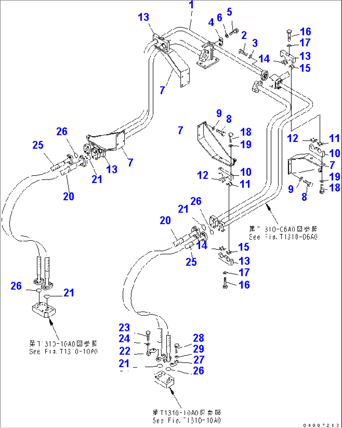 WORK EQUIPMENT (PIPING) (BUCKET CYL. LINES) (2/2) (FOR LOADER)(#35001-)