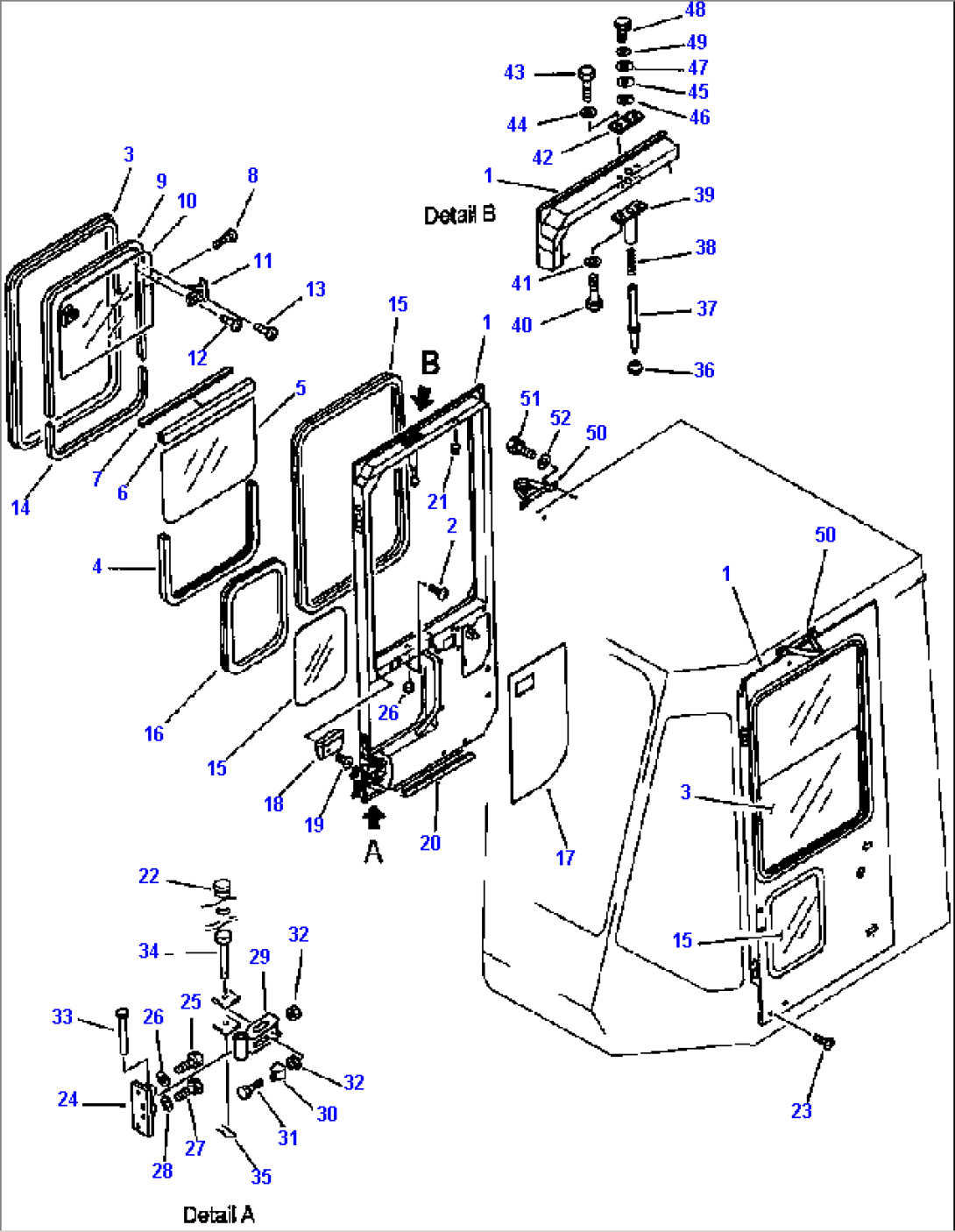 ROPS CAB (LEFT AND RIGHT HAND DOORS)