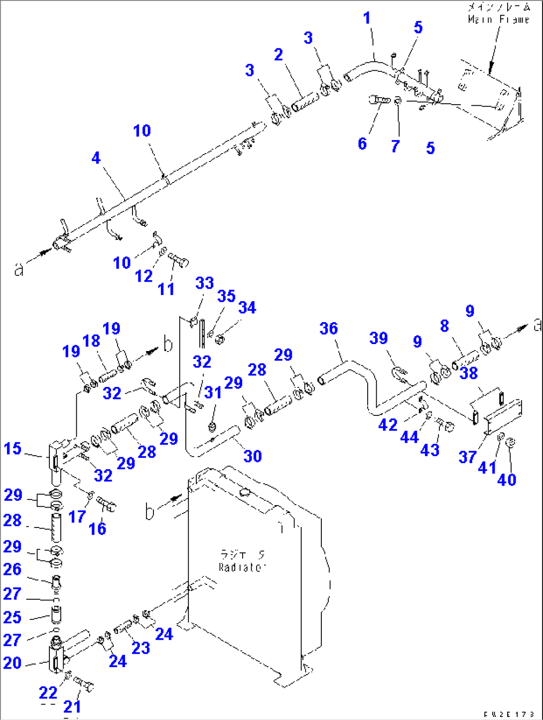 HYDRAULIC PIPING (OIL COOLER LINE) (1/2) (RETURN CONFLUENCE TUBE)(#11518-)