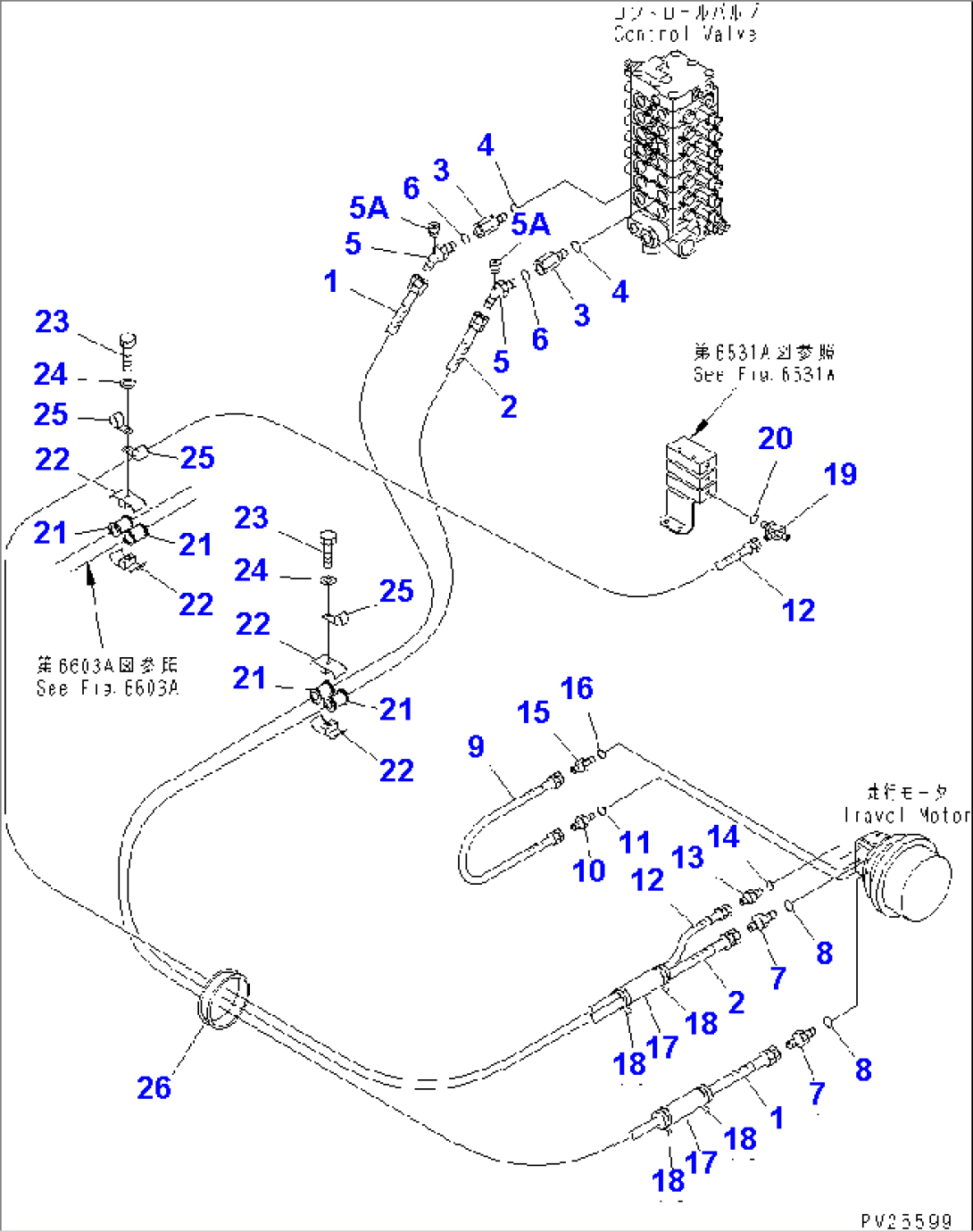 TRAVEL CONTROL PIPING (L.H.)(#1101-)
