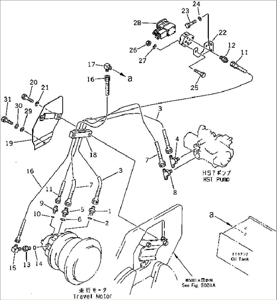 HYDRAULIC PIPING (TRAVEL MOTOR LINE) (1/2)(#2701-)