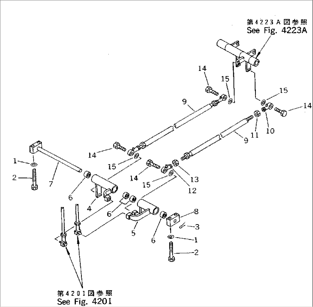 WORK EQUIPMENT CONTROL LINKAGE (1/2) (FOR ARM¤ SWING)(#3152-3181)