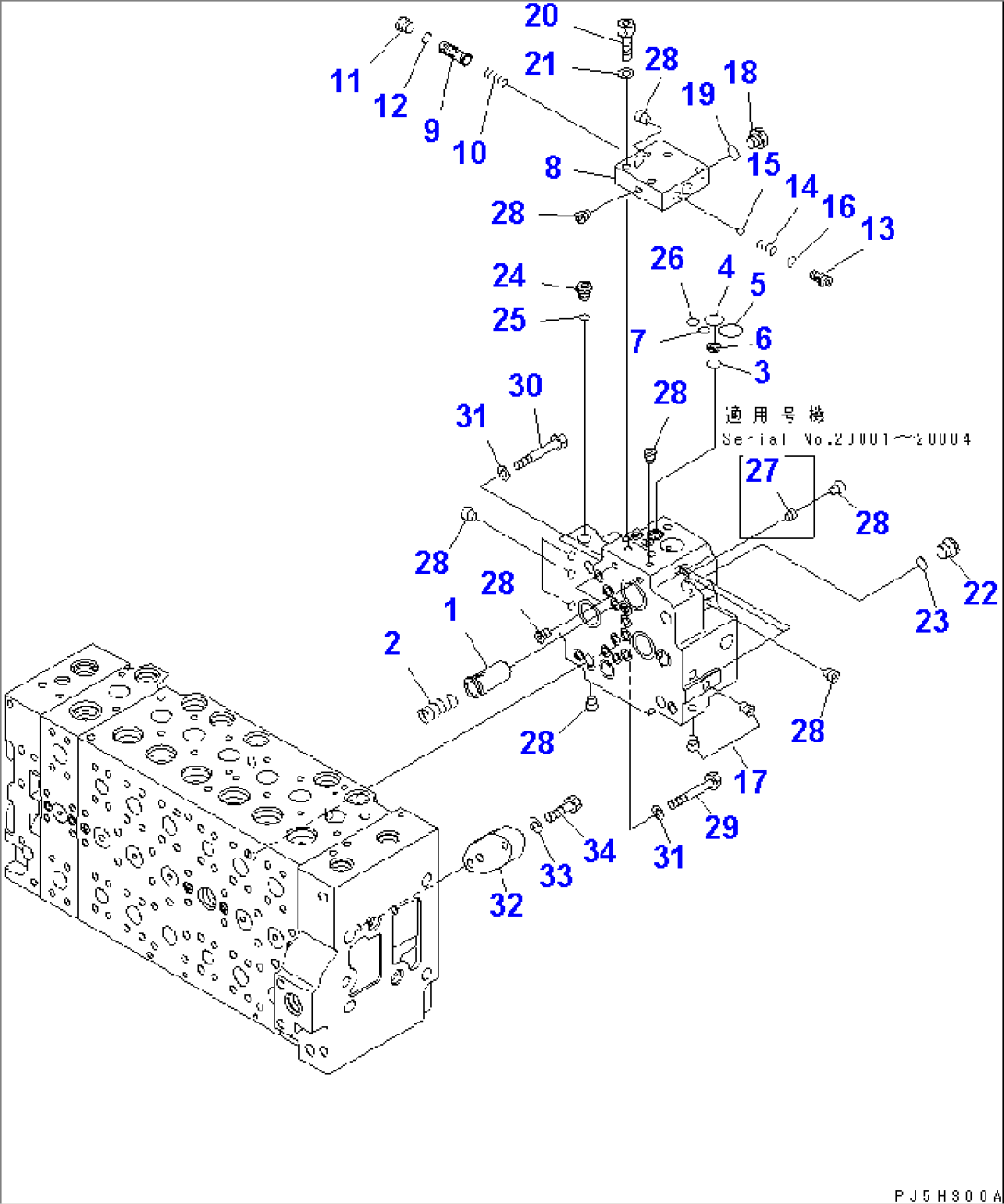 MAIN VALVE (1-ACTUATOR) (14/19) (ARM CRANE¤ DEMOLITION SPEC.¤ 2-PIECE BOOM¤ SLIDE ARM)(#20001-)