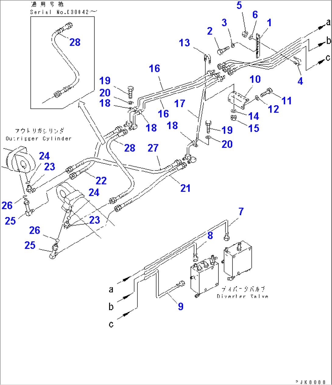 FRONT OUTRIGGER AND REAR DOZER PIPING (1/4)