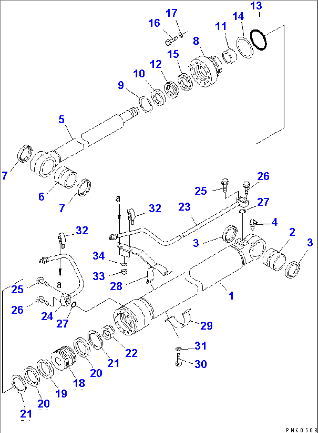 2ND BOOM CYLINDER (INNER PARTS) (FOR 2-PIECE BOOM)(#1001-1200)