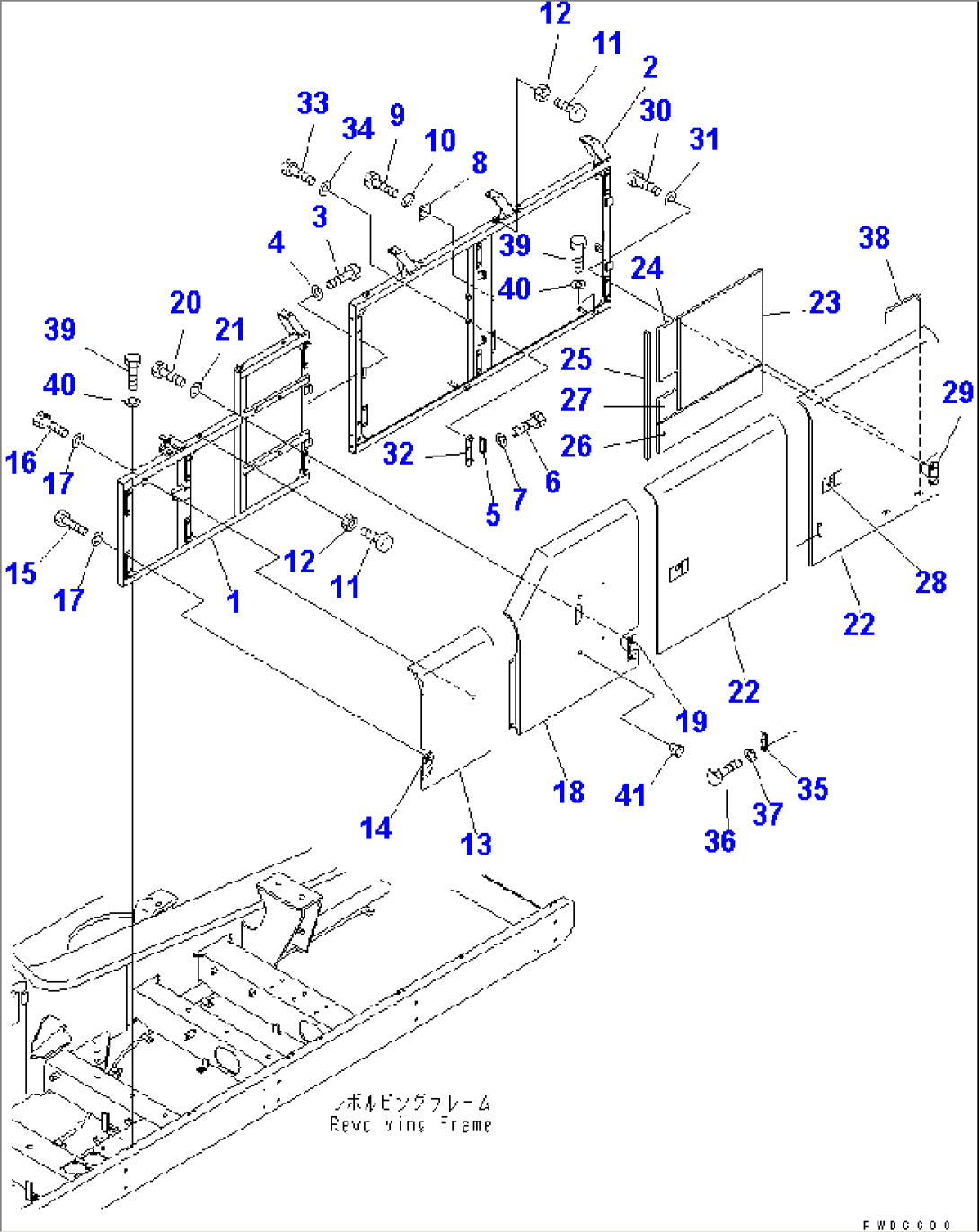 LEFT SIDE COVER (MACHINE CAB) (WITH COUNTER WEIGHT REMOVER)(#10001-10173)
