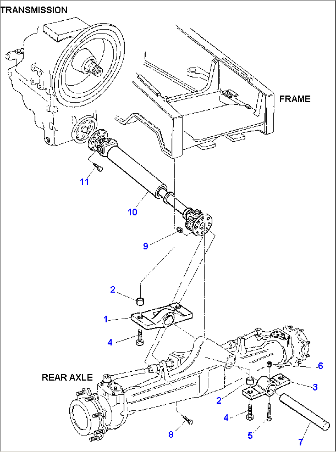 FRONT PROPELLER SHAFT AND FRONT AXLE FIXING