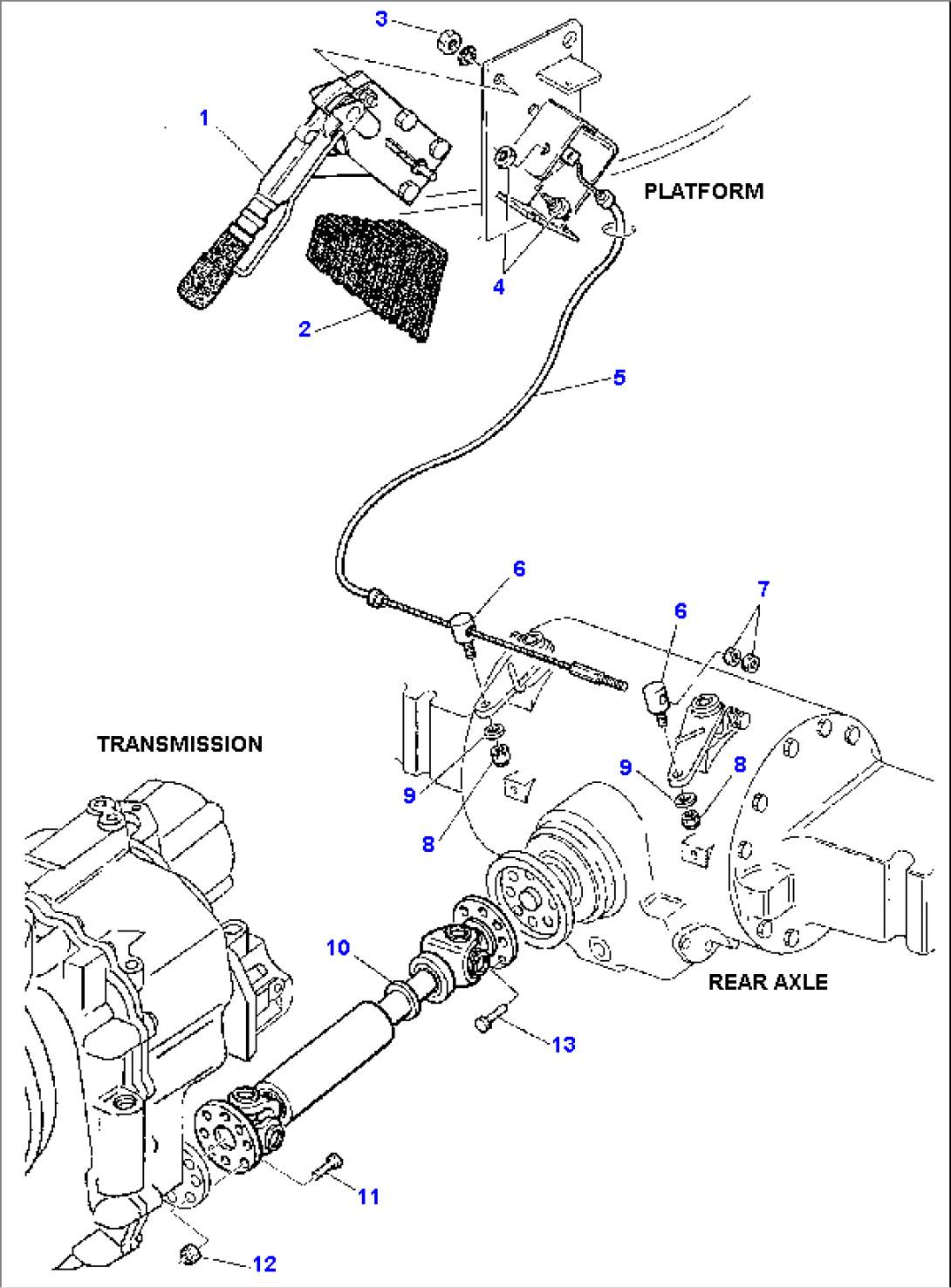 HANDBRAKE AND REAR PROPELLER SHAFT