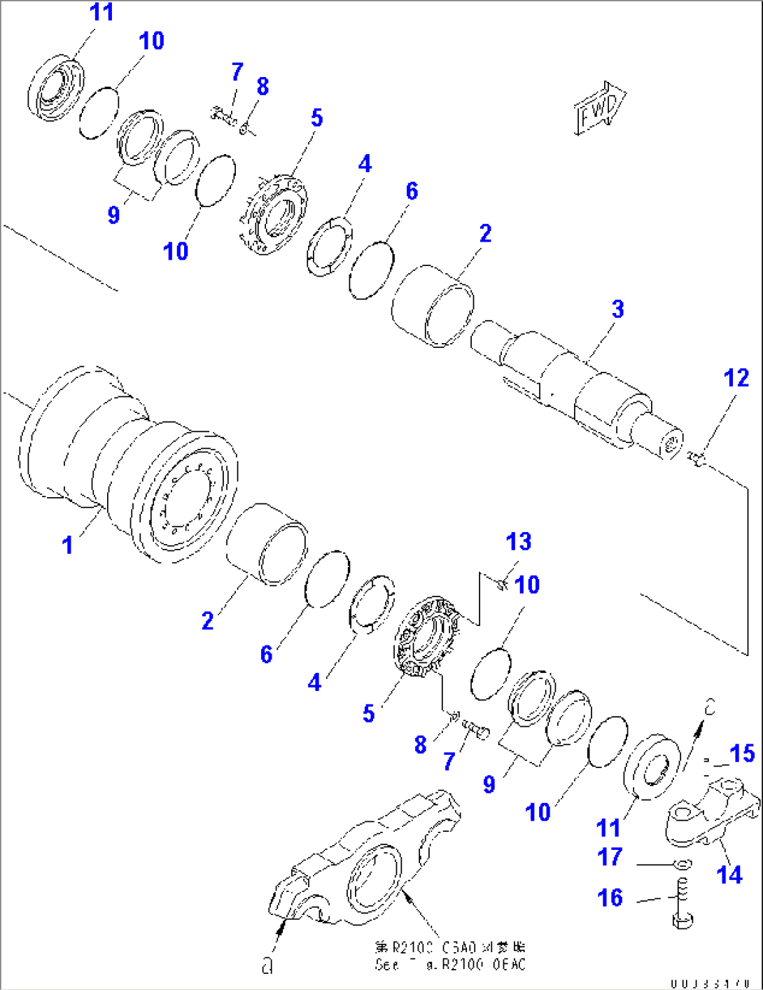 TRACK FRAME (R.H.) (SINGLE FLANGE TRACK ROLLER) (COLD WEATHER SPEC.) (7 ROLLER) (FOR CHINA)