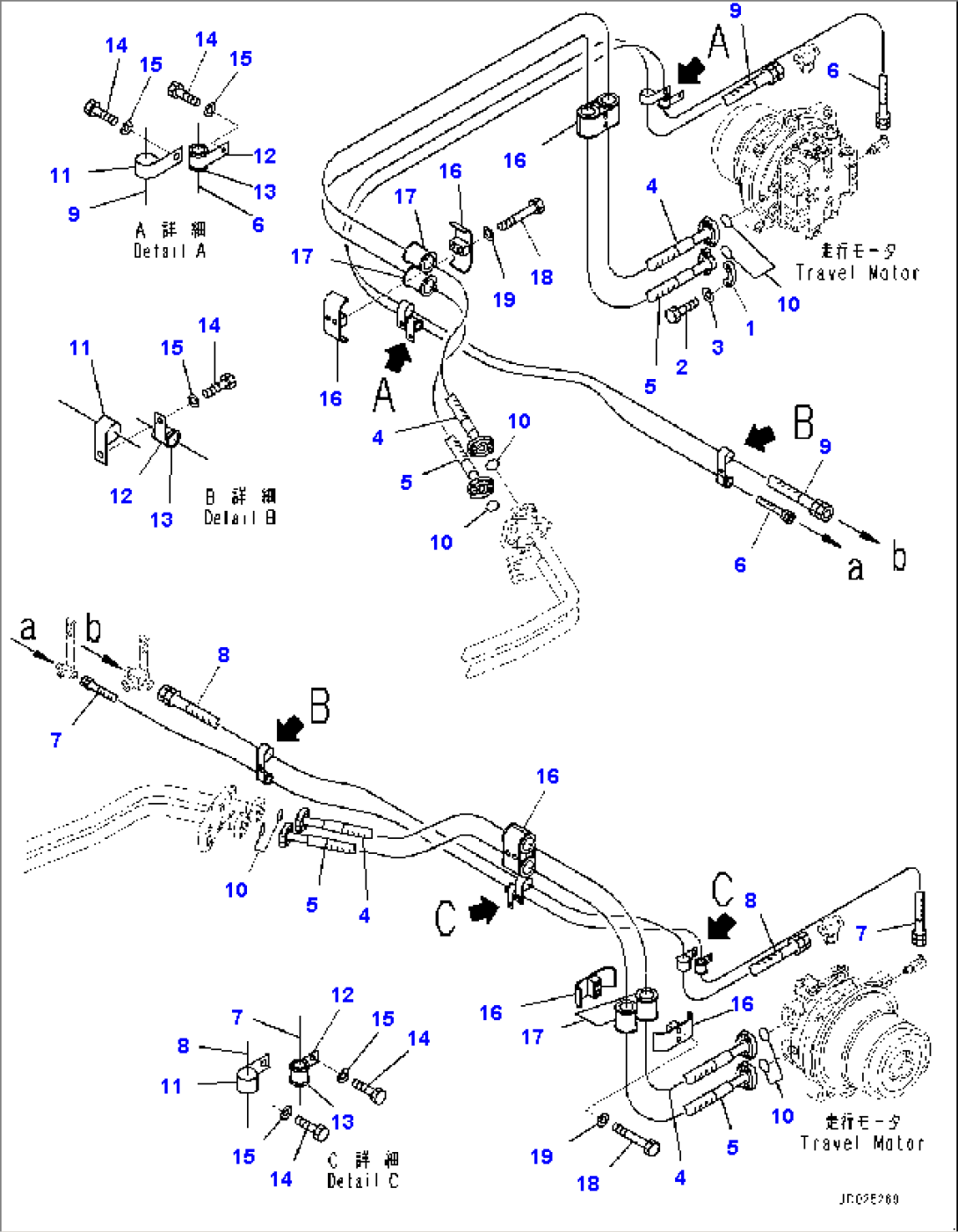 Travel Piping, Motor Side (#35201-)